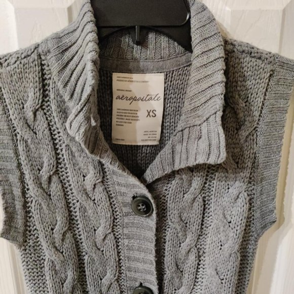 Aeropostale Y2K Gray Sleeveless Button Front Cardigan Size XSmall - Picture 4 of 7
